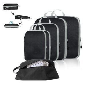 6 Set Travel Compression Packing Cubes for Luggage Double Zipper